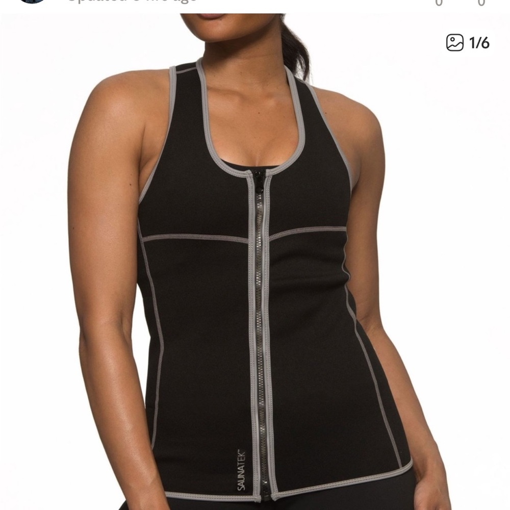 SaunaFX Neoprene Sauna Zip-Up Workout Vest Black Athletic Tank Top size M